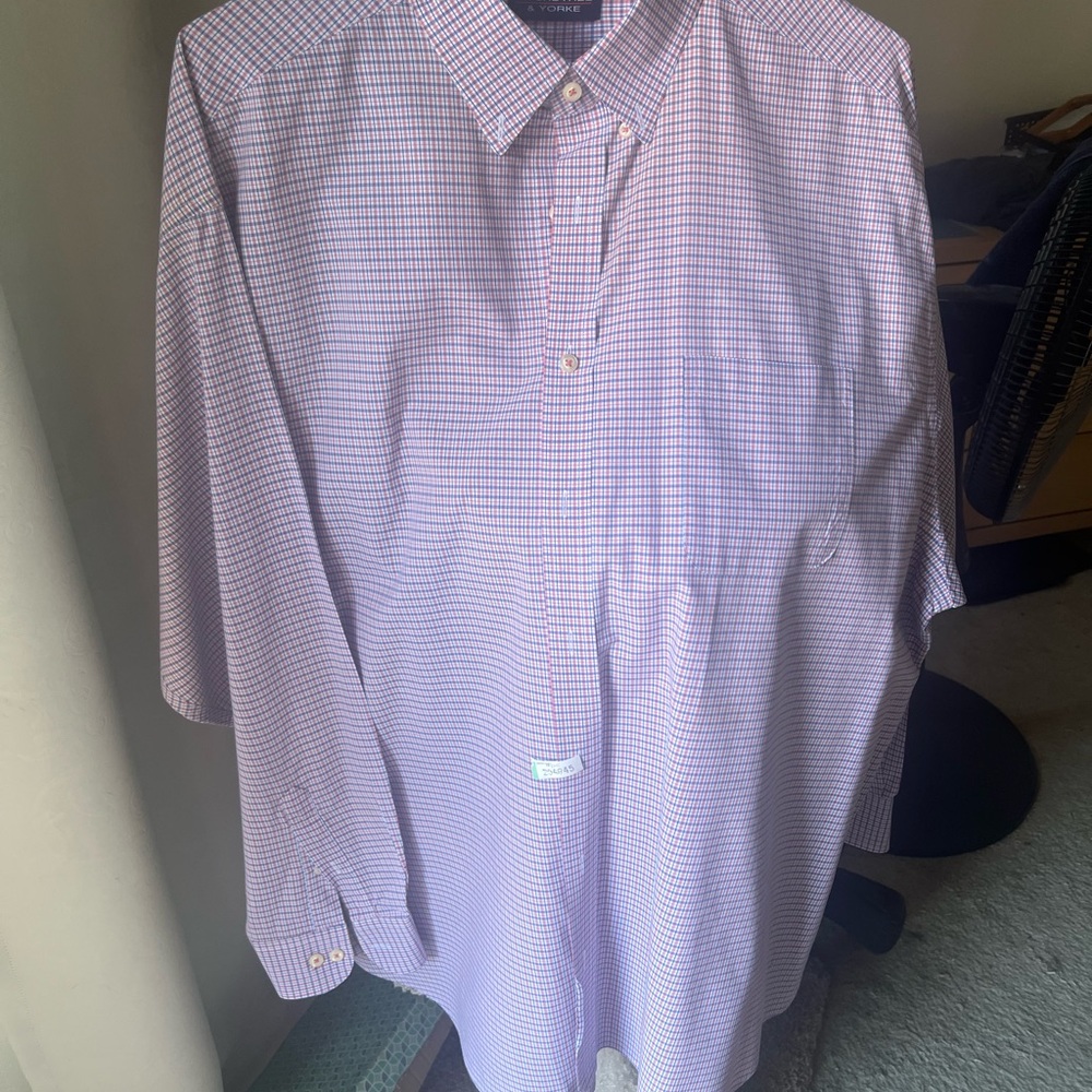 Roundtree & Yorke Lavender Checkered Dress Shirt